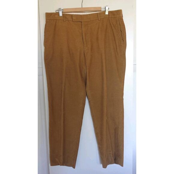Hugo Boss Corduroy Pants Mens 36R Brown James Brown US Flat Front Casual - Picture 1 of 14